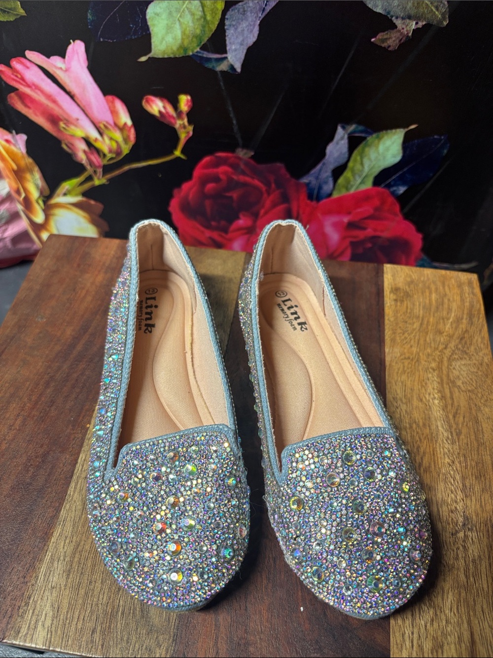 Link Iridescent Multicolor Rhinestone Flats